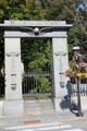 Touro Synagogue Cemetery with Egyptian Revival entrance arch. Newport, RI.