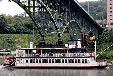 Steamboat on Tennessee River beneath Gay Street bridge. Knoxville, TN.