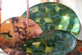 Gingko leaf plates by Makintosh Enamels of Chicago in Southwest Crafts Center. San Antonio, TX.