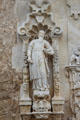 Saint beside Baroque portal of Mission San José. San Antonio, TX.