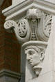 Rice University Lovett Hall carving of head. Houston, TX