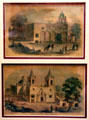 Prints of Mission San Juan & Mission Concepcion both near San Antonio at San Jacinto Monument museum. San Jacinto, TX.