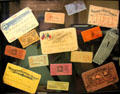 Passes from early Texas railroads at San Jacinto Monument museum. San Jacinto, TX.