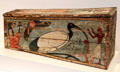 Egyptian wooden coffin painted with sacred ibis of Thoth at Museum of Fine Arts, Houston. Houston, TX