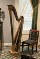 Harp in Chillman Parlor at Bayou Bend. Houston, TX.