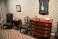 Chairs, ladies worktable & chest of drawers from Massachusetts in McIntire bedroom at Bayou Bend. Houston, TX.