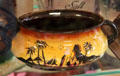Czech glass bowl painted with sphinx scene at Czech Cultural Center. Houston, TX.