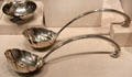 Pair of silver soup ladles with eagle head handles from Dublin at San Antonio Museum of Art. San Antonio, TX.