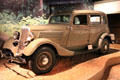 Replica of 1934 Ford V8 Deluxe used by Bonnie & Clyde with machine gun bullet holes from capture by Texas Ranger at Buckhorn Museum. San Antonio, TX.