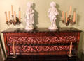 Detail of piano & statuettes at Edward Steves Homestead Museum. San Antonio, TX.