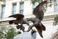 Cinco de Mayo statue with two birds at San Antonio City Hall. San Antonio, TX.