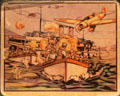 Bubblegum card depicting Japanese attack on HMS Ladybird on Yangtze River in China at National Museum of the Pacific War. Fredericksburg, TX.