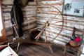 Spinning wheel in Walton-Smith log cabin at Pioneer Museum. Fredericksburg, TX.