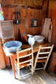 Work table in Walton-Smith log cabin at Pioneer Museum. Fredericksburg, TX.