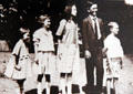 Photo of future President Lyndon B. Johnson with brother & sisters at LBJ Boyhood Home. Johnson City, TX.