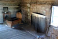 Interior of Sam Ealy Johnson log house. Johnson City, TX.