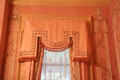Detail of window covering in pink parlor at McFaddin-Ward House. Beaumont, TX.