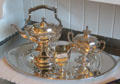 Silver tea service in pantry at McFaddin-Ward House. Beaumont, TX.