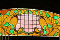 Detail of colored art glass panel in breakfast room at McFaddin-Ward House. Beaumont, TX.