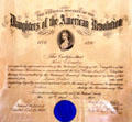 Certificate of Ruth Chamber's membership in the Daughters of the American Revolution at Chambers House Museum. Beaumont, TX.