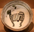 Ceramic black-on-white bowl with rabbit by Mogollon culture of NM at Dallas Museum of Art. Dallas, TX.
