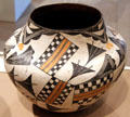 Ceramic abstract water jar by Acoma people of NM at Dallas Museum of Art. Dallas, TX.