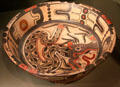 Ceramic tripod plate with plumed serpent from Veracruz, Mexico at Dallas Museum of Art. Dallas, TX.