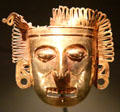 Gold Mixtec pectoral mask from Oaxaca, Mexico at Dallas Museum of Art. Dallas, TX.