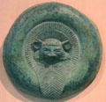 Etruscan bronze funerary shield with head of Acheloos at Dallas Museum of Art. Dallas, TX.