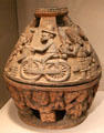 Wood bowl with lid & motorcycle decoration by Yoruba culture of Southwestern Nigeria at Dallas Museum of Art. Dallas, TX.
