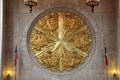 Six flags gold medallion by Joseph E. Renier in Great Hall of State at Fair Park. Dallas, TX.