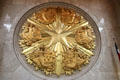 Six flags Great Hall gold medallion by Joseph E. Renier in Hall of State at Fair Park. Dallas, TX.