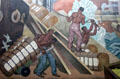 Cotton story on Texas History mural in Great Hall of State at Fair Park. Dallas, TX.