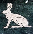 Black-tailed Jackrabbit limestone floor mosaic detail in Great Hall of State at Fair Park. Dallas, TX.