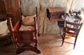 Wooden cradle & sewing machine in Locksted-Seibold house at Conservation Plaza. New Braunfels, TX.