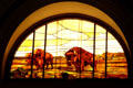 Buffalo stained glass window at Union Pacific Railroad depot. Salt Lake City, UT.