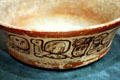 Mayan pottery bowl with glyphs from Petén, Guatemala at Utah Museum of Fine Art. Salt Lake City, UT.