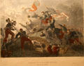 Graphic of Burnside Expedition's Capture of Roanoke Island by Charge of Zouaves by F.O.C. Darley & J.J. Crew at Hampton Roads Naval Museum. Norfolk, VA.