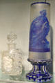 "Ariadne & Panther" engraved glass vase, by Franz Paul Zach plus stoppered bottle at Chrysler Museum of Art. Norfolk, VA.