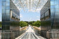 National Air & Space Museum, Udvar-Hazy Center entrance ramp with spiral sculpture of flight. Chantilly, VA.