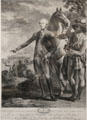 Graphic of Marquiss de Lafayette with James, his African Virginian body servant, at the conclusion of Virginia campaign at Museum of Virginia History. Richmond, VA.