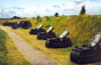 French cannon & mortars on second allied siege line on Yorktown Battlefield. Yorktown, VA