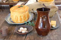 Kitchen table with pitcher & food in crust at Mt Vernon. Washington, VA