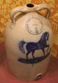 Stoneware jug with horse by E&LP Norton Pottery of Bennington, VT, presented to Calvin Park of Woodford, VT at Bennington Museum. Bennington, VT.