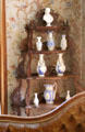 Bennington Potteries blue & white Parian ware on shelf at Park-McCullough Historic Estate. North Bennington, VT.