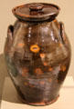 Redware jar with lid at Vermont History Center. Barre, VT.
