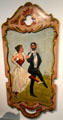 Carousel painted panel of couple dancing in circus building at Shelburne Museum. Shelburne, VT.