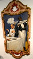 Carousel painted panel of black waiter dropping coffee on diner in circus building at Shelburne Museum. Shelburne, VT.