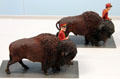 American bison circus parade figures in circus building at Shelburne Museum. Shelburne, VT.