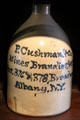 Stoneware wine or brandy jug from Albany, NY made in Port Edward, NY in General Store at Shelburne Museum. Shelburne, VT.
